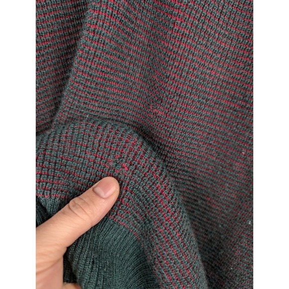 Vtg Wool V Neck Sweater Men Green L Preppy Academia Grandpa Ivy Grunge Fisherman - Picture 5 of 10